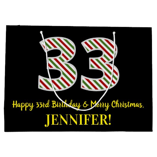 Happy 33rd Birthday & Merry Kerstmis, aangepaste n Groot Cadeauzakje (Achterkant)