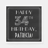 HAPPY 34TH BIRTHDAY; Art Deco Style; aangepaste na Servet (Voorkant)
