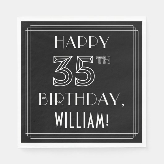 HAPPY 35TH BIRTHDAY; Art Deco Style; aangepaste na Servet (Voorkant)
