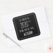 HAPPY 35TH BIRTHDAY; Art Deco Style; aangepaste na Vierkante Sticker (Envelop)