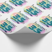 Happy 35th Birthday (blauw) Cadeaupapier (Hoek)