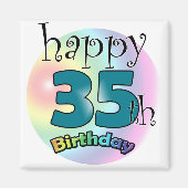 Happy 35th Birthday (blauw) Magneet (Voorkant)