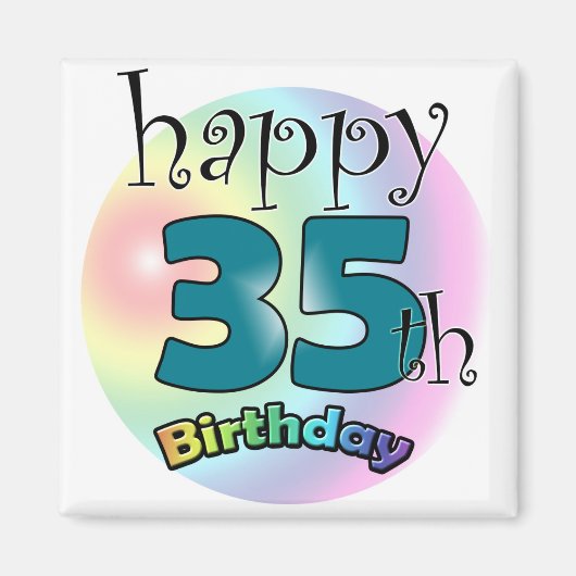 Happy 35th Birthday (blauw) Magneet (Voorkant)