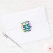 Happy 35th Birthday (blauw) Vierkante Sticker (Envelop)