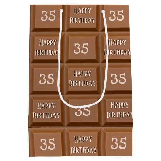 Happy 35th Birthday Chocolate Snoep Bar Medium Cadeauzakje (Achterkant)