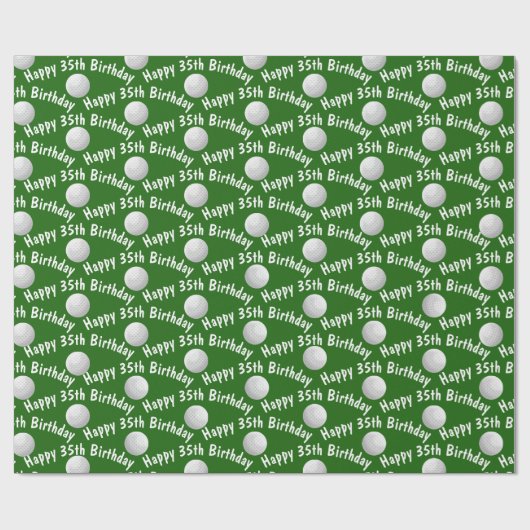 Happy 35th Birthday golfballen Cadeaupapier (Vlak)