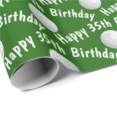 Happy 35th Birthday golfballen Cadeaupapier (Rol Hoek)