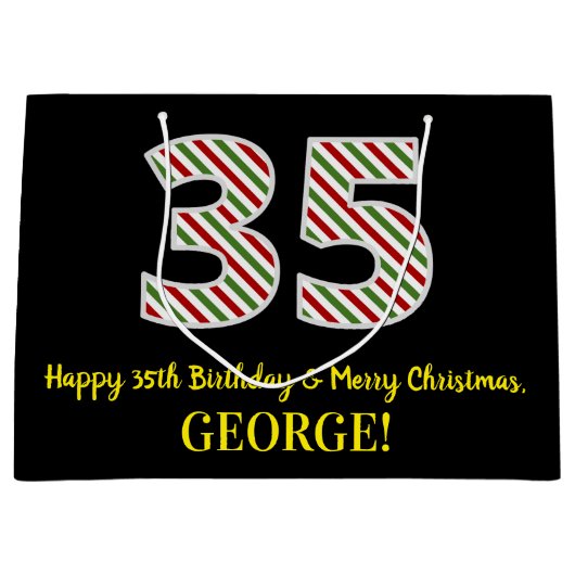 Happy 35th Birthday & Merry Kerstmis, aangepaste n Groot Cadeauzakje (Voorkant)