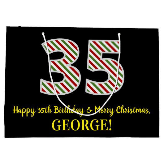 Happy 35th Birthday & Merry Kerstmis, aangepaste n Groot Cadeauzakje (Achterkant)