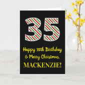 Happy 35th Birthday & Merry Kerstmis, aangepaste n Kaart (Gele Bloem)