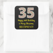 Happy 35th Birthday & Merry Kerstmis, aangepaste n Vierkante Sticker (Tas)