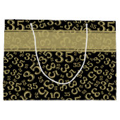 Happy 35th Birthday Number Pattern Black/Gold Groot Cadeauzakje (Achterkant)