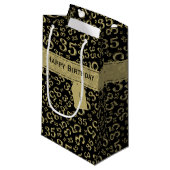 Happy 35th Birthday Number Pattern Black/Gold Klein Cadeauzakje (Voorkant Gekanteld)
