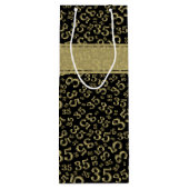 Happy 35th Birthday Number Pattern Black/Gold Wijn Cadeautas (Achterkant)