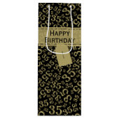 Happy 35th Birthday Number Pattern Black/Gold Wijn Cadeautas (Voorkant)