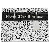 Happy 35th Birthday Number Pattern Black/White Groot Cadeauzakje (Voorkant)