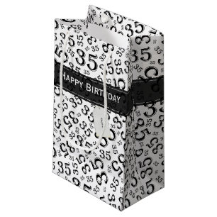 Happy 35th Birthday Number Pattern Black/White Klein Cadeauzakje