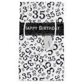 Happy 35th Birthday Number Pattern Black/White Klein Cadeauzakje (Voorkant)