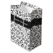 Happy 35th Birthday Number Pattern Black/White Medium Cadeauzakje (Voorkant Gekanteld)