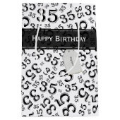 Happy 35th Birthday Number Pattern Black/White Medium Cadeauzakje (Voorkant)