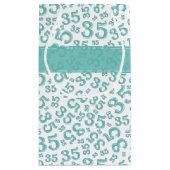 Happy 35th Birthday Number Pattern Blauwgroen/Whit Klein Cadeauzakje (Achterkant)