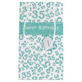 Happy 35th Birthday Number Pattern Blauwgroen/Whit Klein Cadeauzakje (Voorkant)