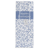 Happy 35th Birthday Number Pattern Blue/White Wijn Cadeautas (Voorkant)