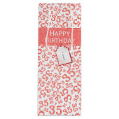 Happy 35th Birthday Number Pattern Coral/White Wijn Cadeautas (Voorkant)
