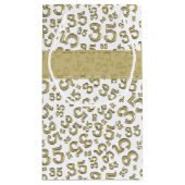 Happy 35th Birthday Number Pattern Gold/White Klein Cadeauzakje (Achterkant)