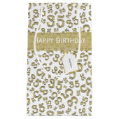 Happy 35th Birthday Number Pattern Gold/White Klein Cadeauzakje (Voorkant)