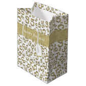 Happy 35th Birthday Number Pattern Gold/White Medium Cadeauzakje (Voorkant Gekanteld)