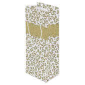 Happy 35th Birthday Number Pattern Gold/White Wijn Cadeautas (Achterkant Gekanteld)