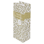 Happy 35th Birthday Number Pattern Gold/White Wijn Cadeautas (Voorkant Gekanteld)