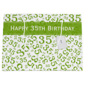 Happy 35th Birthday Number Pattern Green/White Groot Cadeauzakje (Voorkant)