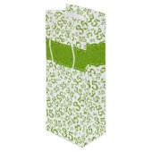 Happy 35th Birthday Number Pattern Green/White Wijn Cadeautas (Achterkant Gekanteld)