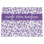 Happy 35th Birthday Number Pattern Paars/White Groot Cadeauzakje (Voorkant)