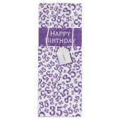 Happy 35th Birthday Number Pattern Paars/White Wijn Cadeautas (Voorkant)