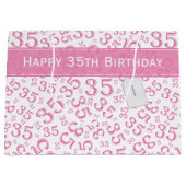 Happy 35th Birthday Number Pattern Pink/White Groot Cadeauzakje (Voorkant)