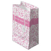 Happy 35th Birthday Number Pattern Pink/White Klein Cadeauzakje (Voorkant Gekanteld)