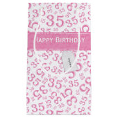 Happy 35th Birthday Number Pattern Pink/White Klein Cadeauzakje (Voorkant)