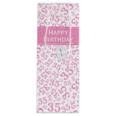 Happy 35th Birthday Number Pattern Pink/White Wijn Cadeautas (Voorkant)