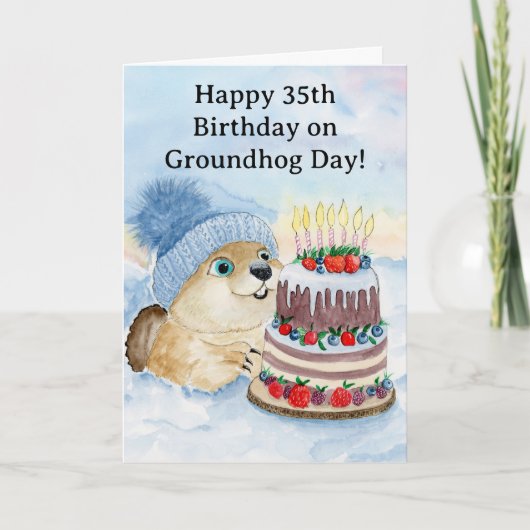 Happy 35th Groundhog Day Birthday Kaart (Voorkant)