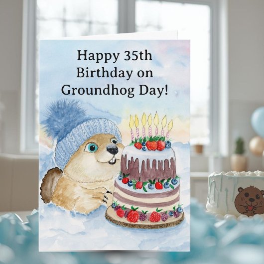  Happy 35th Groundhog Day Birthday  Kaart