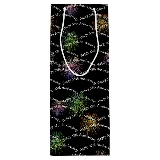 Happy 35th Jubileum Fireworks Wine Gift Bag Wijn Cadeautas (Achterkant)