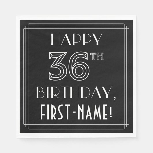 HAPPY 36TH BIRTHDAY; Art Deco Style; aangepaste na Servet (Voorkant)