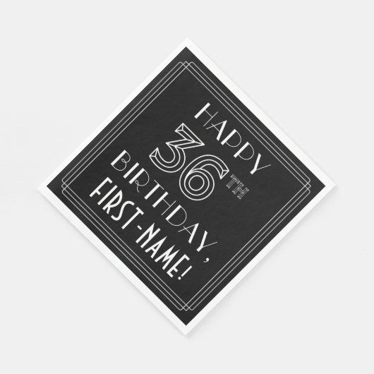 HAPPY 36TH BIRTHDAY; Art Deco Style; aangepaste na Servet (Hoek)