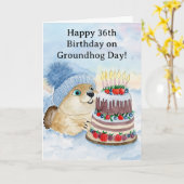  Happy 36th Groundhog Day Birthday  Kaart (Gele Bloem)