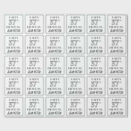 HAPPY 37TH BIRTHDAY; Art Deco Style; aangepaste na Cadeaupapier (Vlak)
