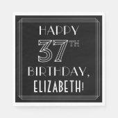 HAPPY 37TH BIRTHDAY; Art Deco Style; aangepaste na Servet (Voorkant)