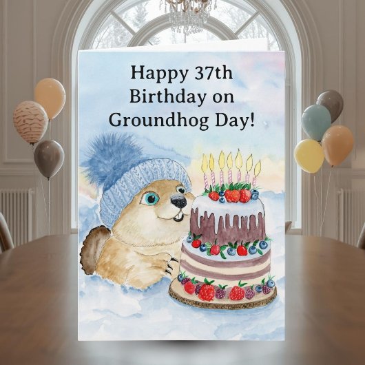  Happy 37th Groundhog Day Birthday  Kaart